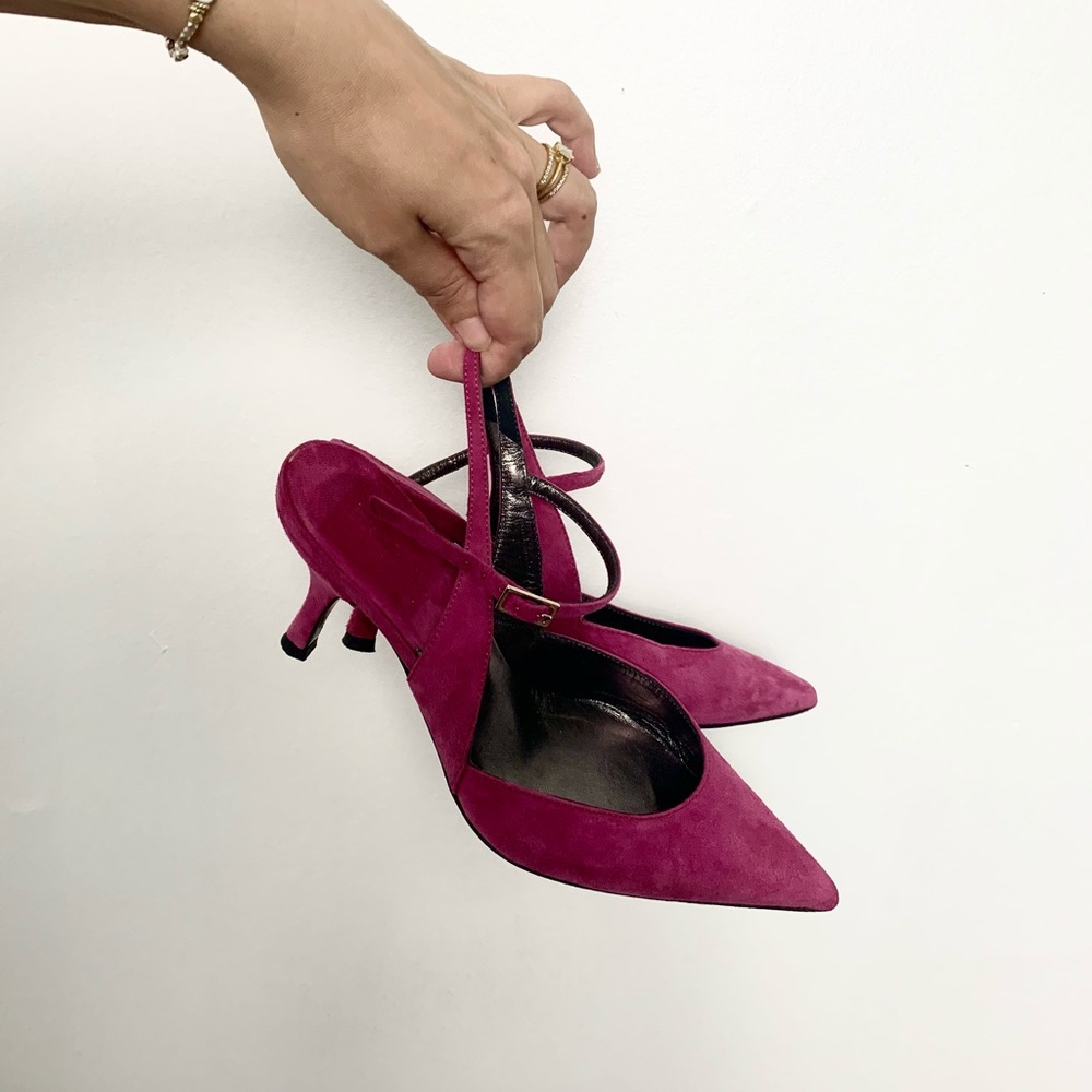 HOBBS raspberry pink suede kitten heels 6.5
